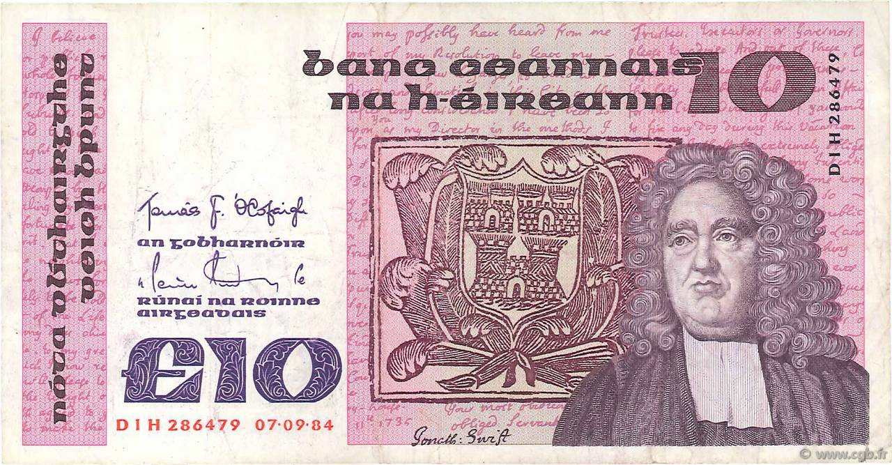10 Pounds IRELAND REPUBLIC  1984 P.072b VF
