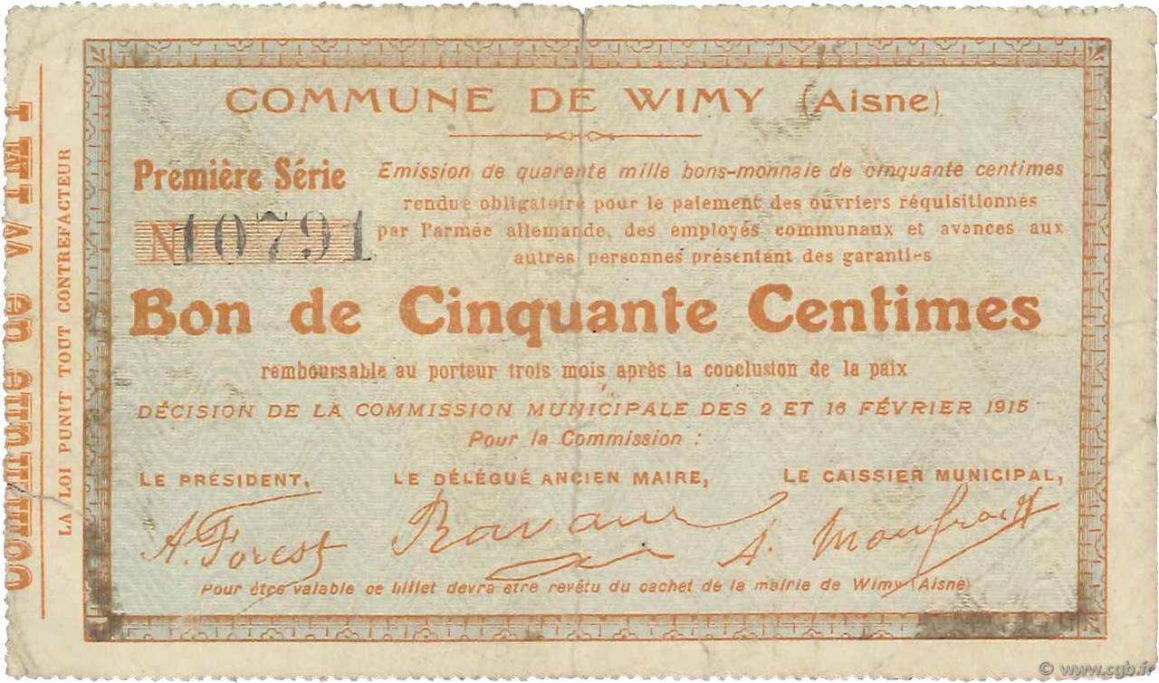 50 Centimes FRANCE régionalisme et divers  1915 JP.02-2464 TTB