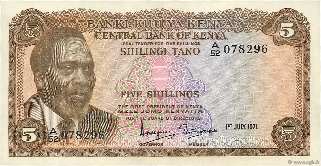 5 Shillings KENIA  1971 P.06b EBC+