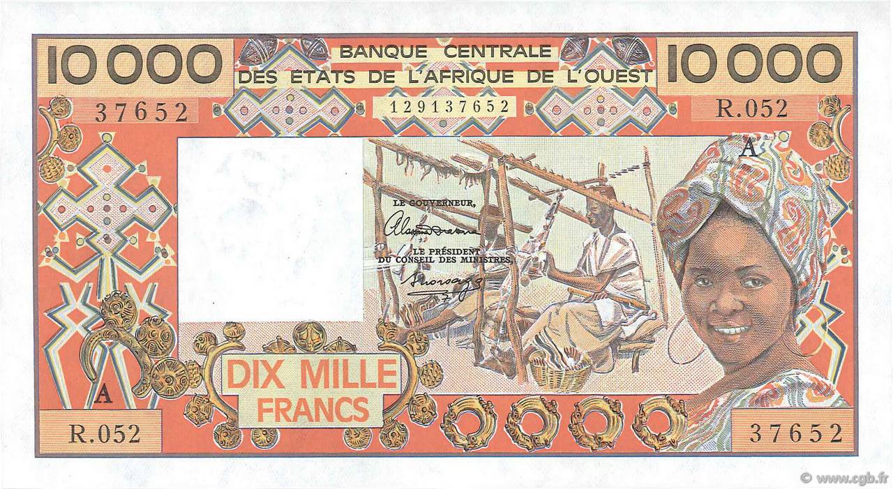 10000 Francs ESTADOS DEL OESTE AFRICANO  1992 P.109Ak SC