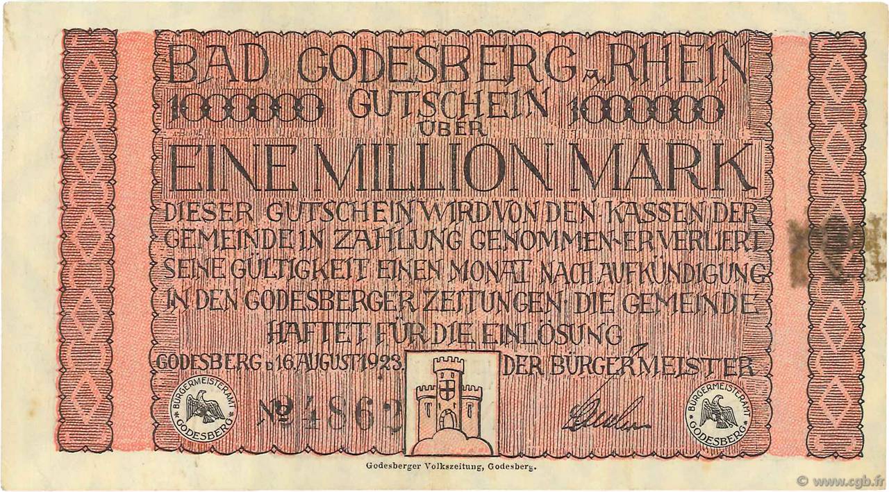 1 Million Mark ALLEMAGNE Bad Godesberg 1923  TTB