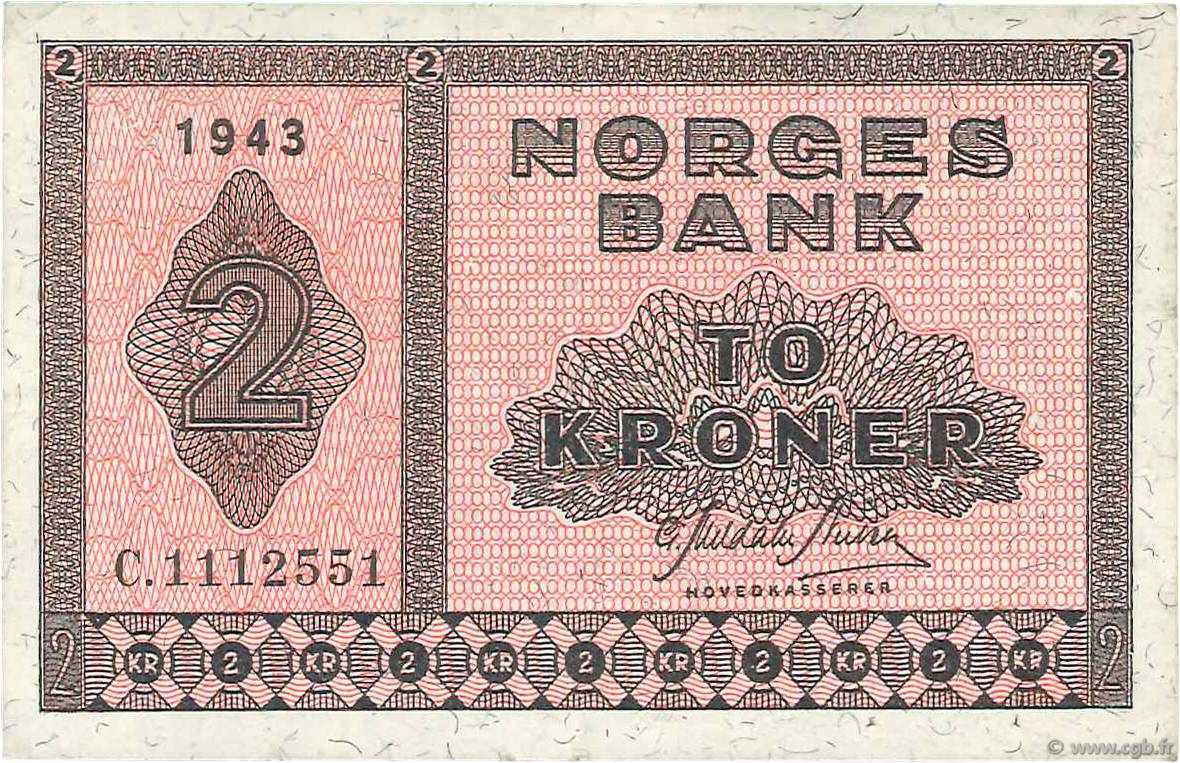 2 Kroner NORVÈGE  1943 P.16a1 SUP