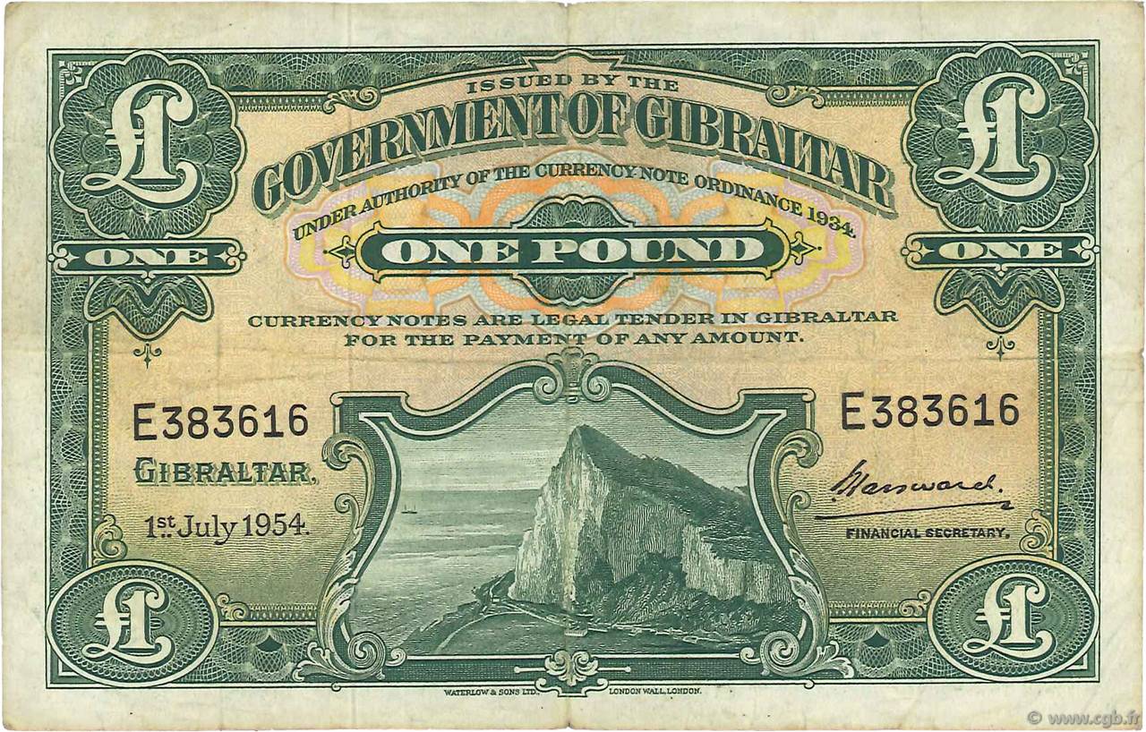 1 Pound GIBRALTAR  1954 P.15c TB à TTB