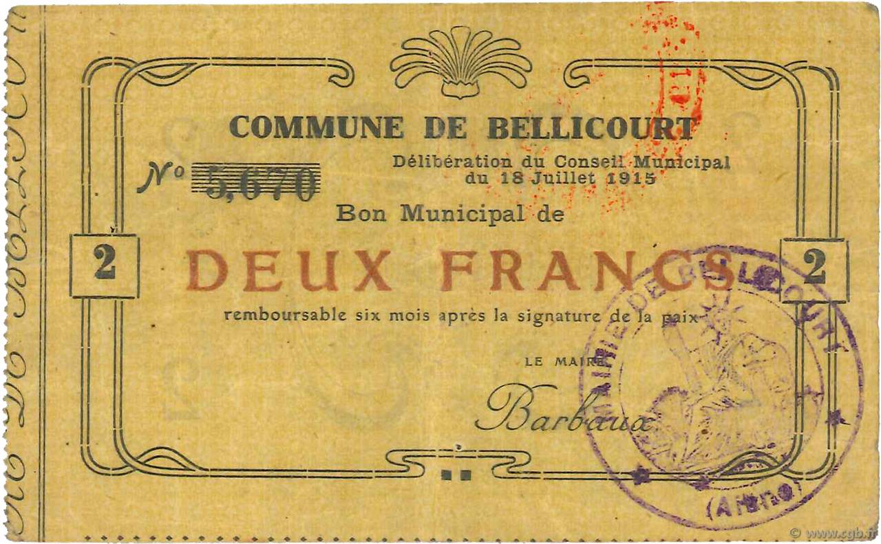 2 Francs FRANCE régionalisme et divers  1915 JP.02-0198 TB+