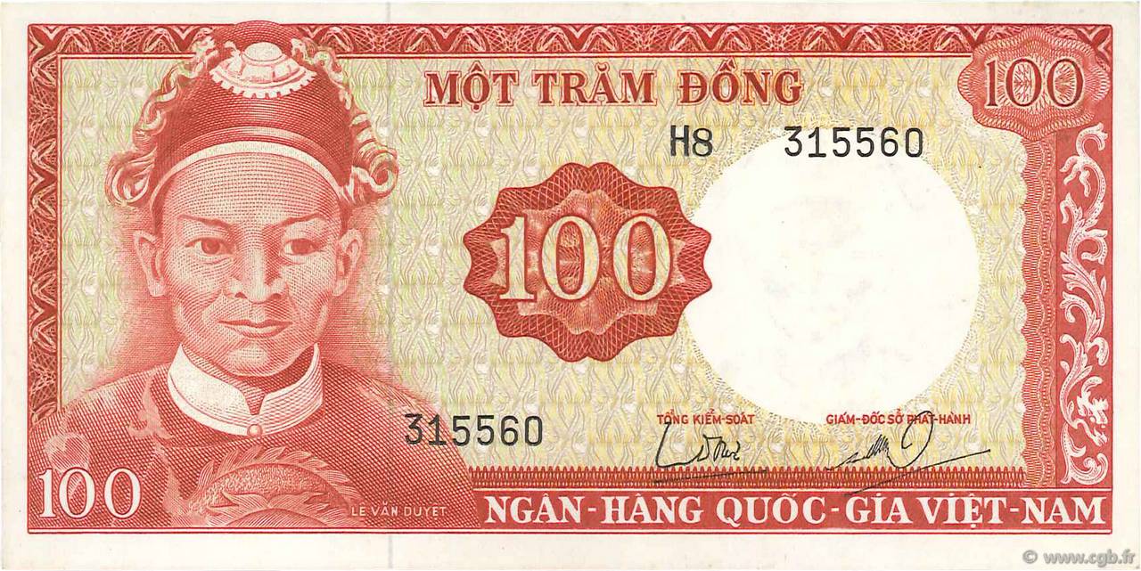 100 Dong VIET NAM SUD  1966 P.19b SPL
