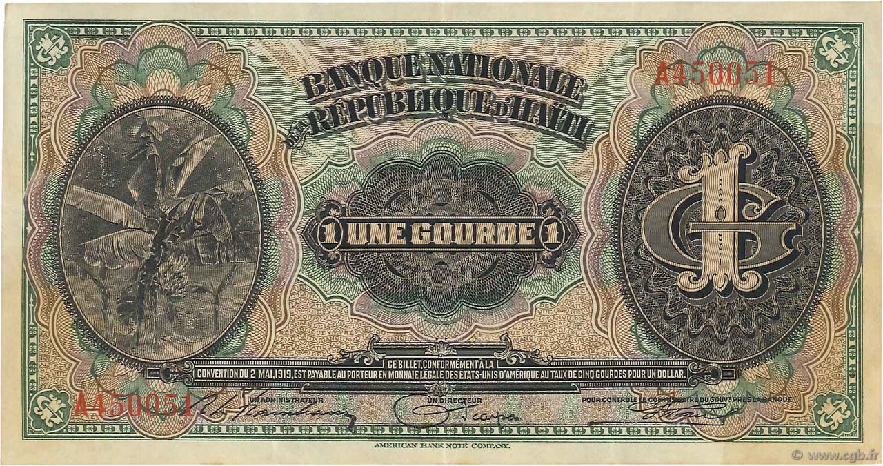 1 Gourde HAITI  1919 P.150a VF+