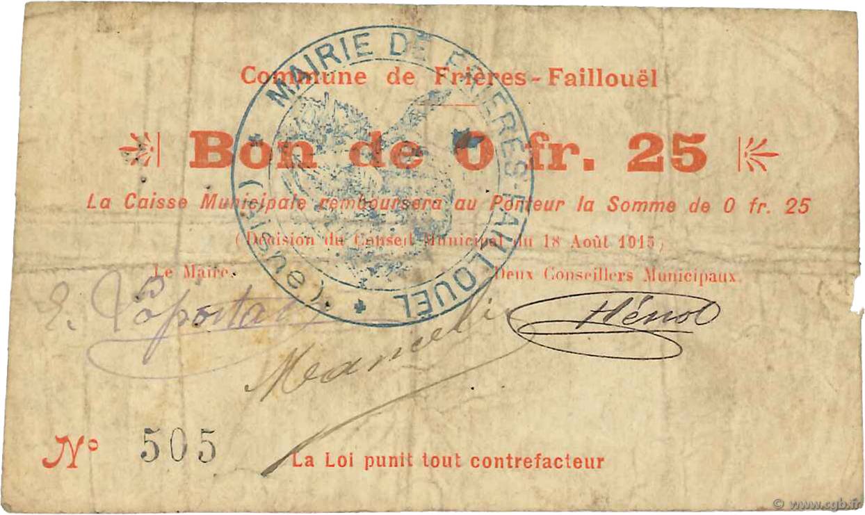 25 Centimes FRANCE régionalisme et divers  1915 JP.02-1025 TB