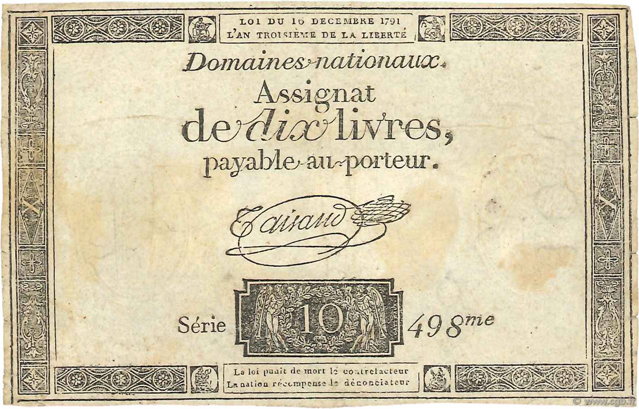 10 Livres FRANCE  1791 Ass.21a TTB