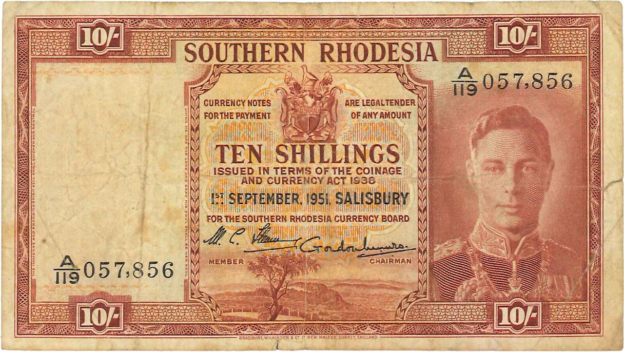 10 Shillings RHODÉSIE DU SUD  1951 P.09f TB
