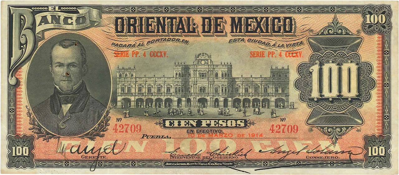 100 Pesos MEXIQUE Puebla 1914 PS.0385c SUP