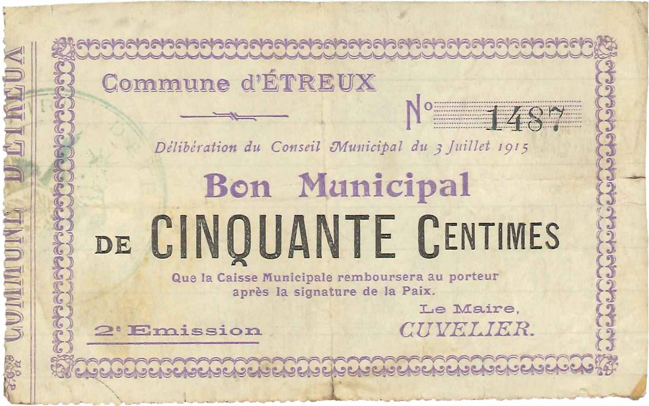 50 Centimes FRANCE régionalisme et divers  1915 JP.02-0766 TB