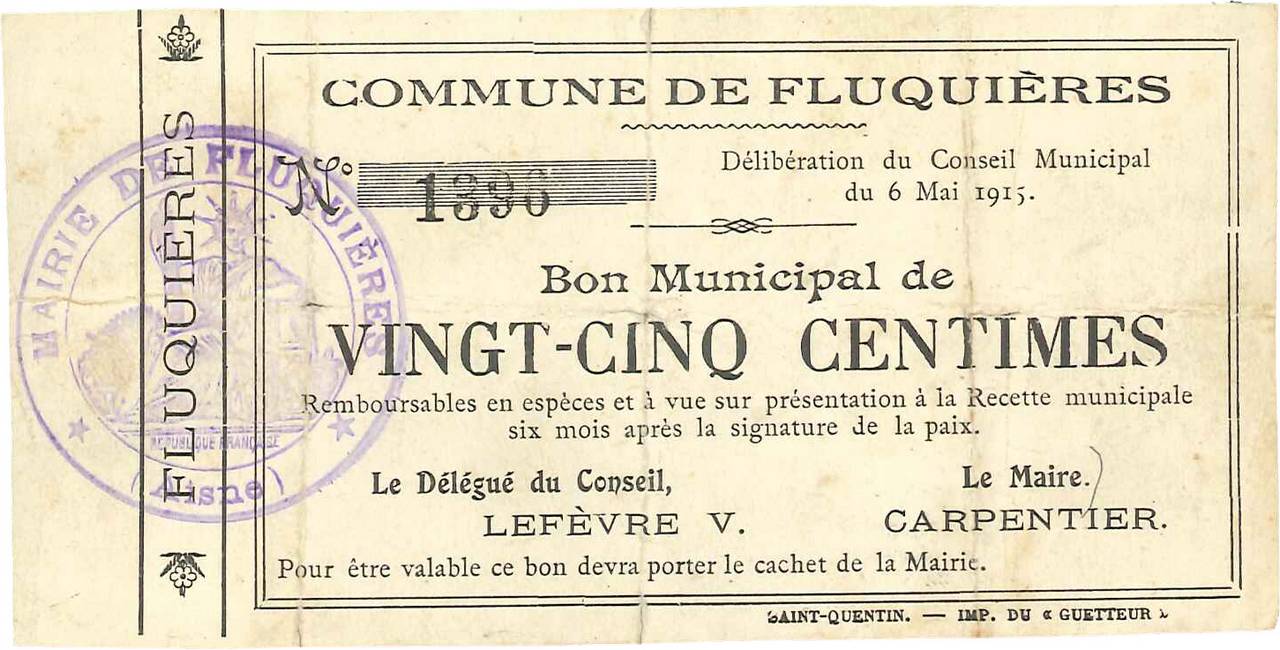 25 Centimes FRANCE regionalism and various 1915 JP.02-0902 VF-