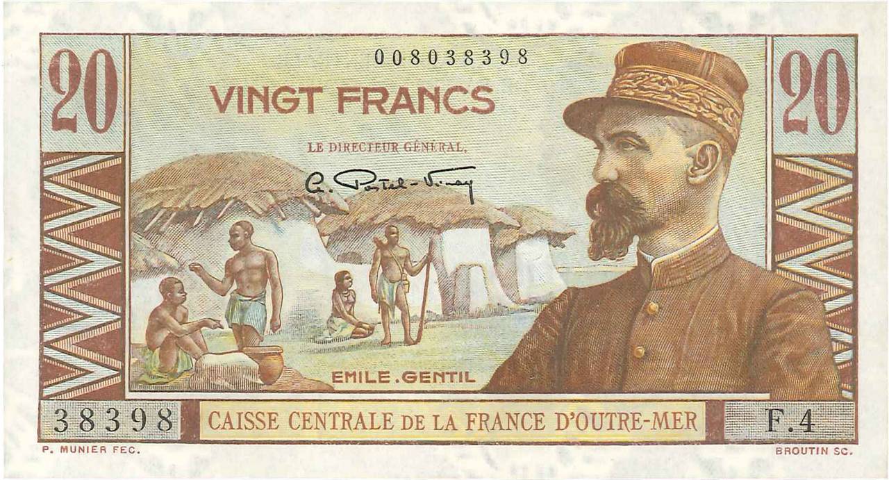 20 Francs Émile Gentil AFRIQUE ÉQUATORIALE FRANÇAISE  1946 P.22 SUP