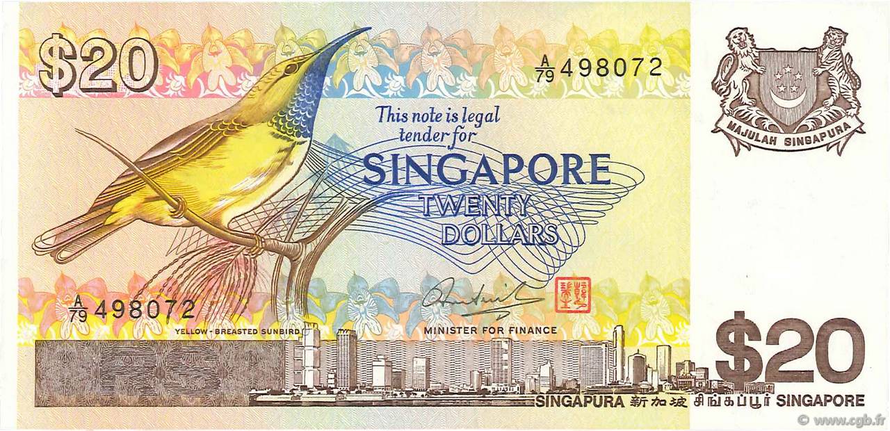 20 Dollars SINGAPORE  1979 P.12 SPL