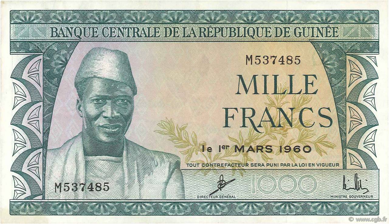 1000 Francs GUINÉE  1960 P.15a SUP