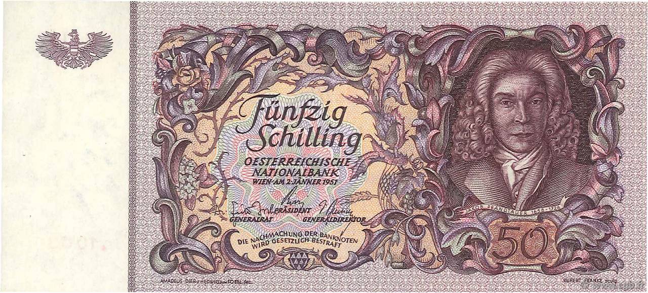 50 Schilling AUSTRIA 1951 P.130 XF