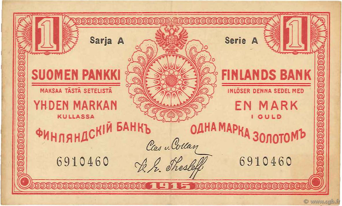1 Markka FINLANDE  1915 P.016b SUP