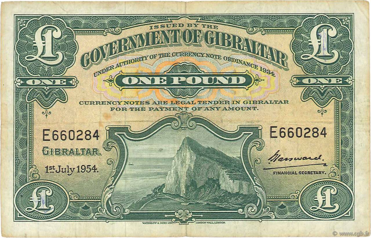 1 Pound GIBRALTAR  1954 P.15c TB+