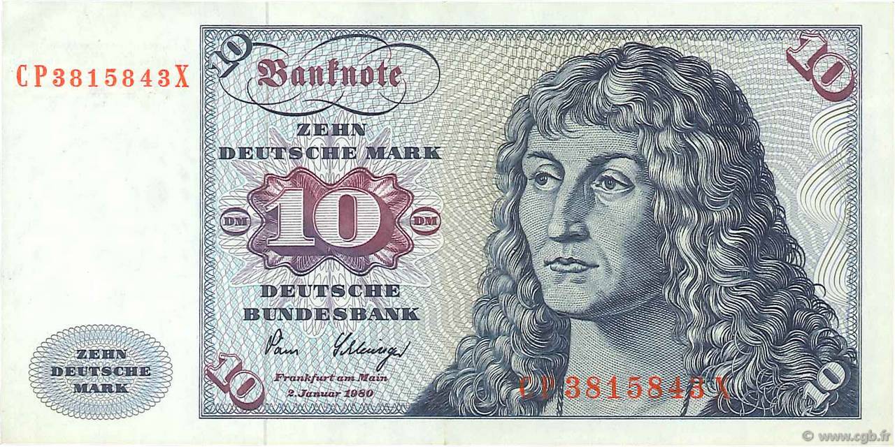 10 Deutsche Mark GERMAN FEDERAL REPUBLIC  1980 P.31d SPL