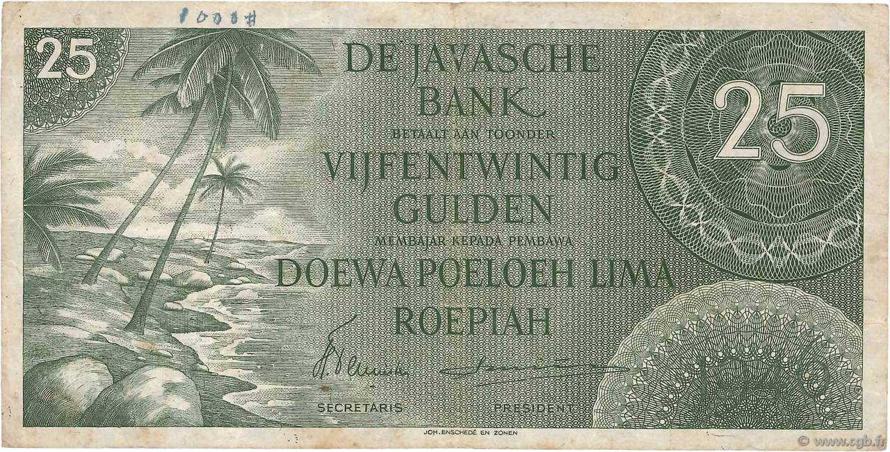 25 Gulden INDES NEERLANDAISES  1946 P.091 TB