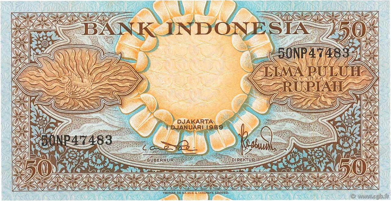 50 Rupiah INDONÉSIE  1959 P.068a SPL
