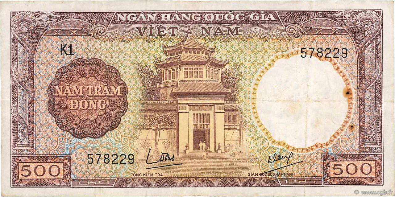 500 Dong VIET NAM SUD  1964 P.22a TTB