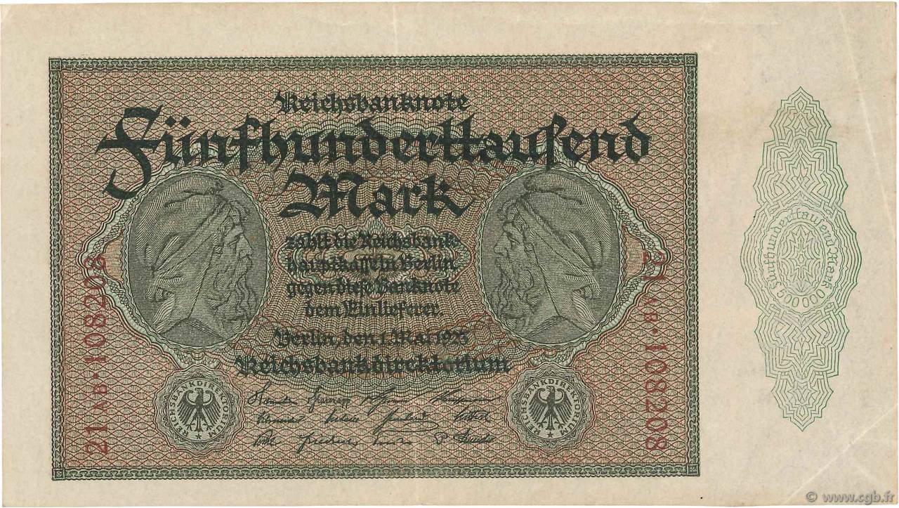 500000 Mark GERMANY  1923 P.088b XF-