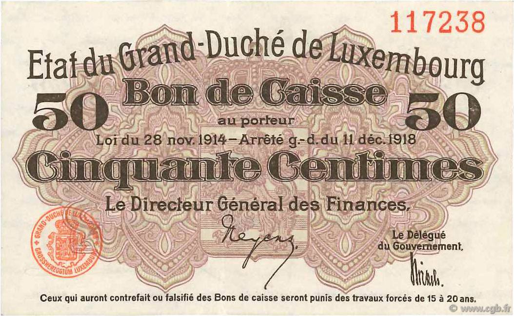 50 Centimes LUXEMBOURG  1919 P.26 SUP