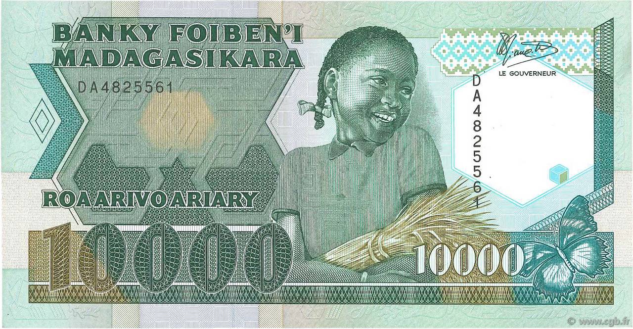 10000 Francs - 2000 Ariary MADAGASCAR  1988 P.074a SPL+