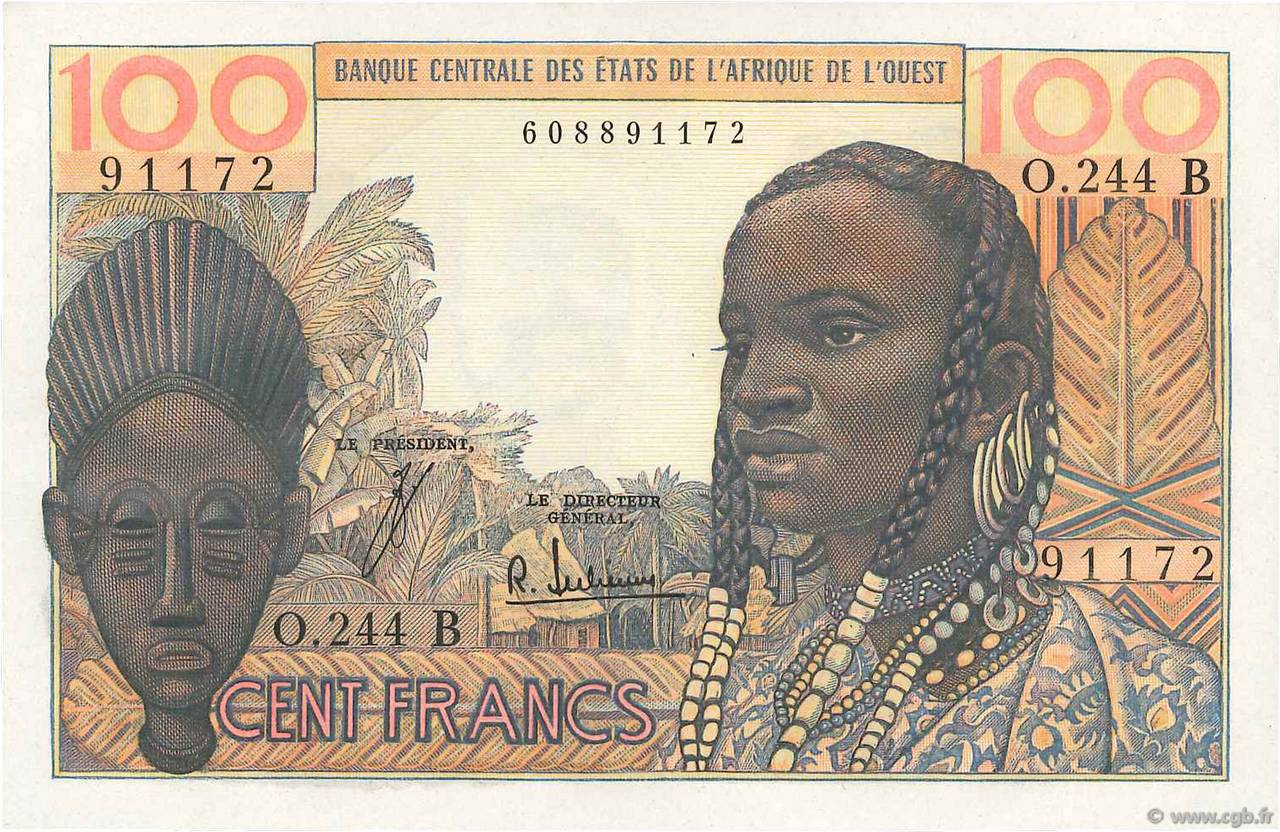 100 Francs STATI AMERICANI AFRICANI  1965 P.201Bf q.FDC