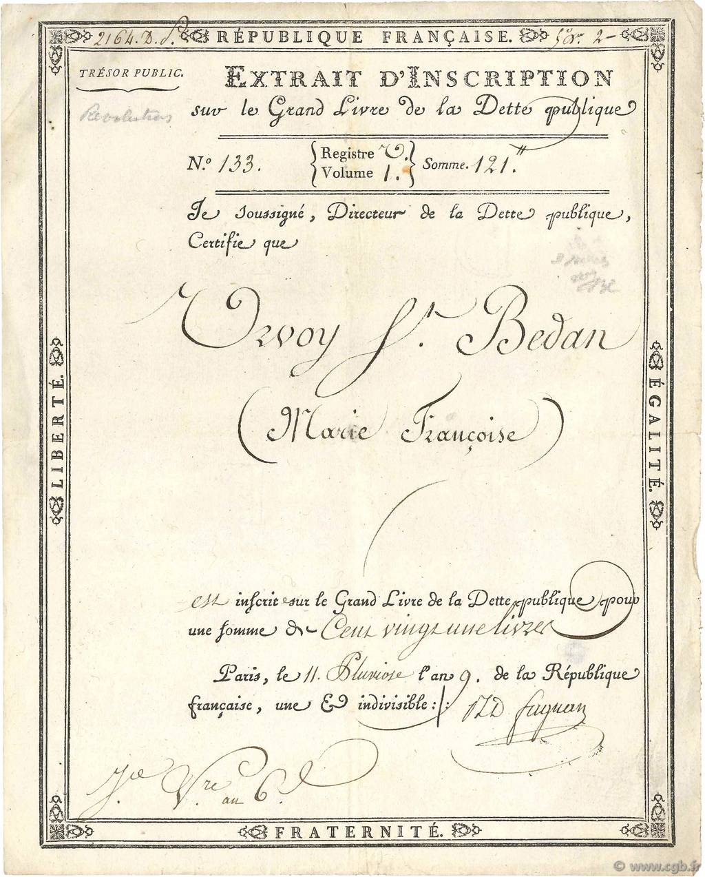 121 Livres FRANCE Regionalismus und verschiedenen  1801  SS