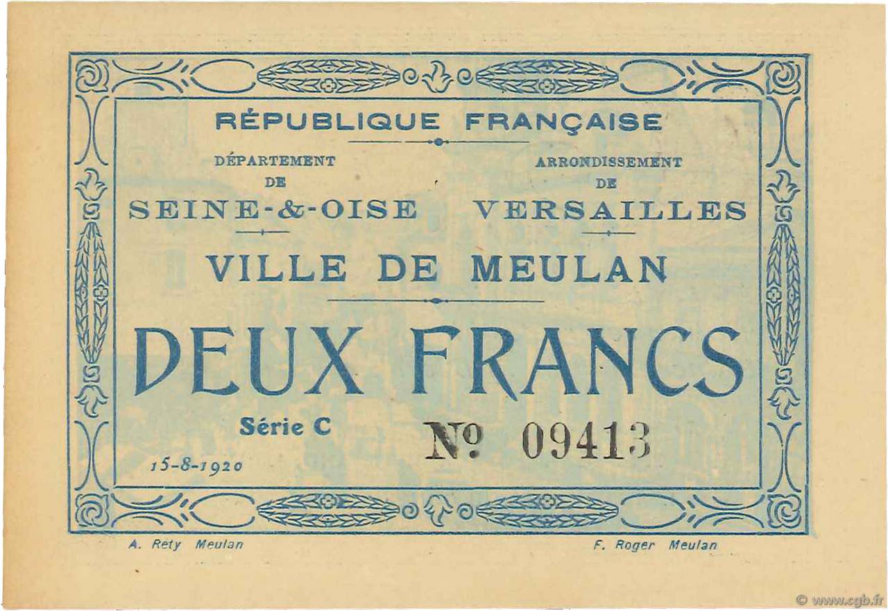 2 Francs FRANCE Regionalismus und verschiedenen  1920 JPNEC.78.38 VZ