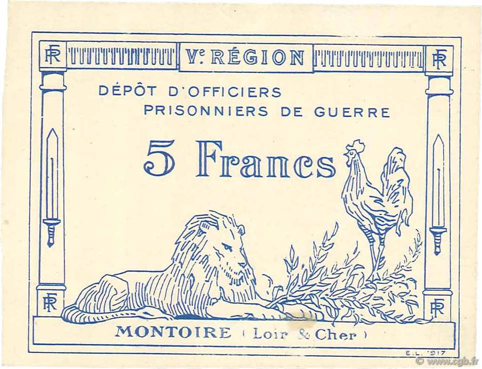 5 Francs FRANCE Regionalismus und verschiedenen  1917 JPNEC.41.11 VZ