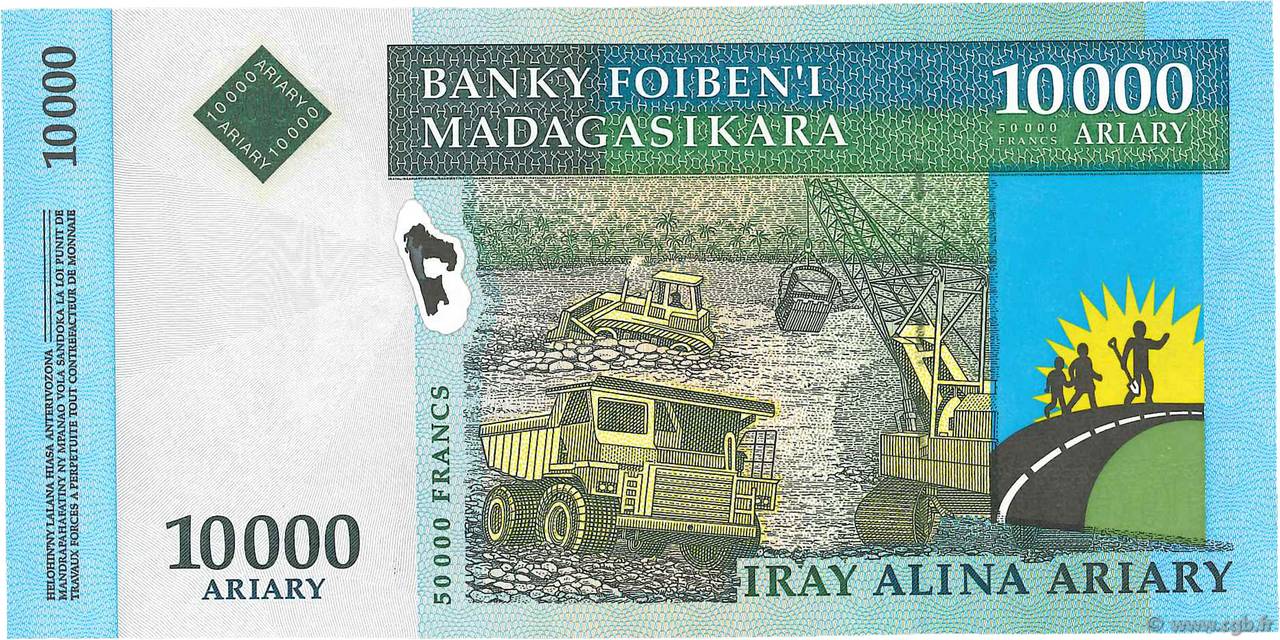50000 Francs - 10000 Ariary MADAGASCAR  2003 P.085 SPL