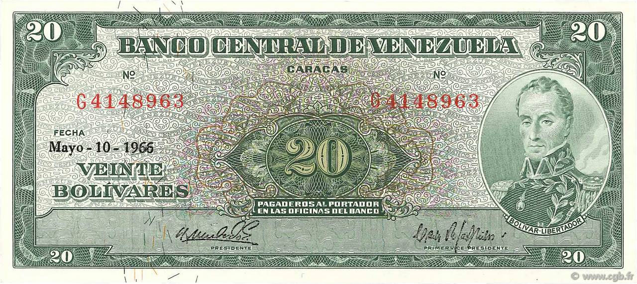 20 Bolivares VENEZUELA  1966 P.043e pr.NEUF