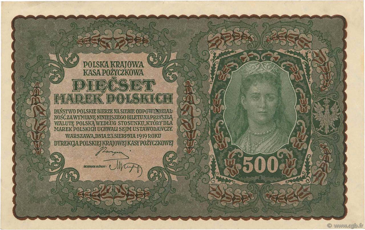 500 Marek POLOGNE  1919 P.028 SUP