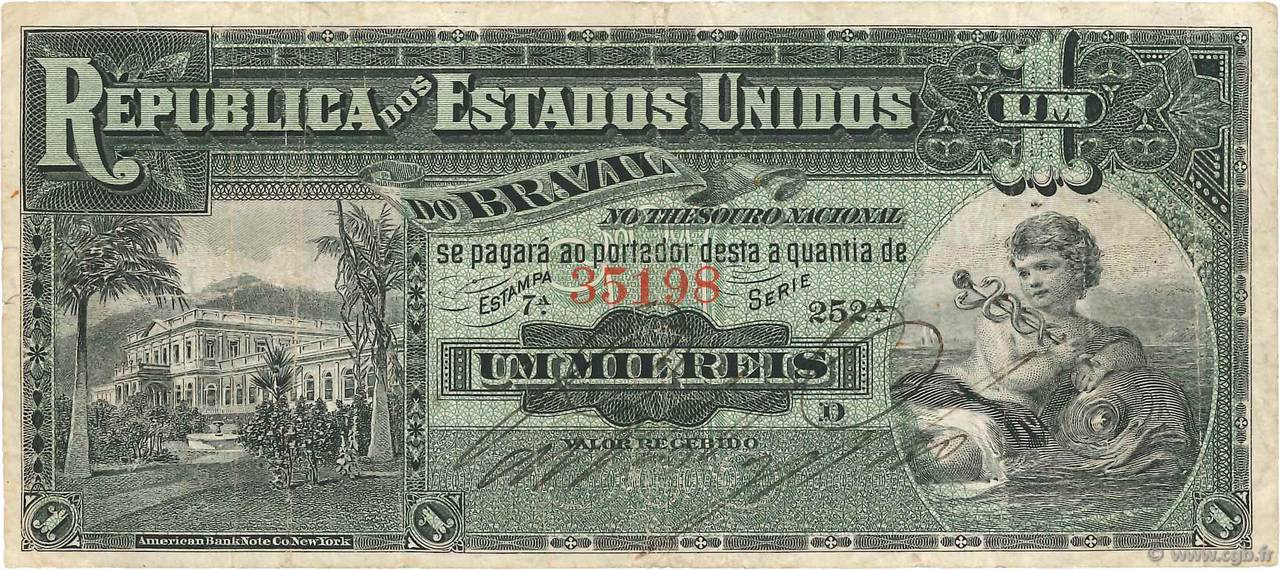 1 Mil Reis BRASIL  1891 P.003c MBC