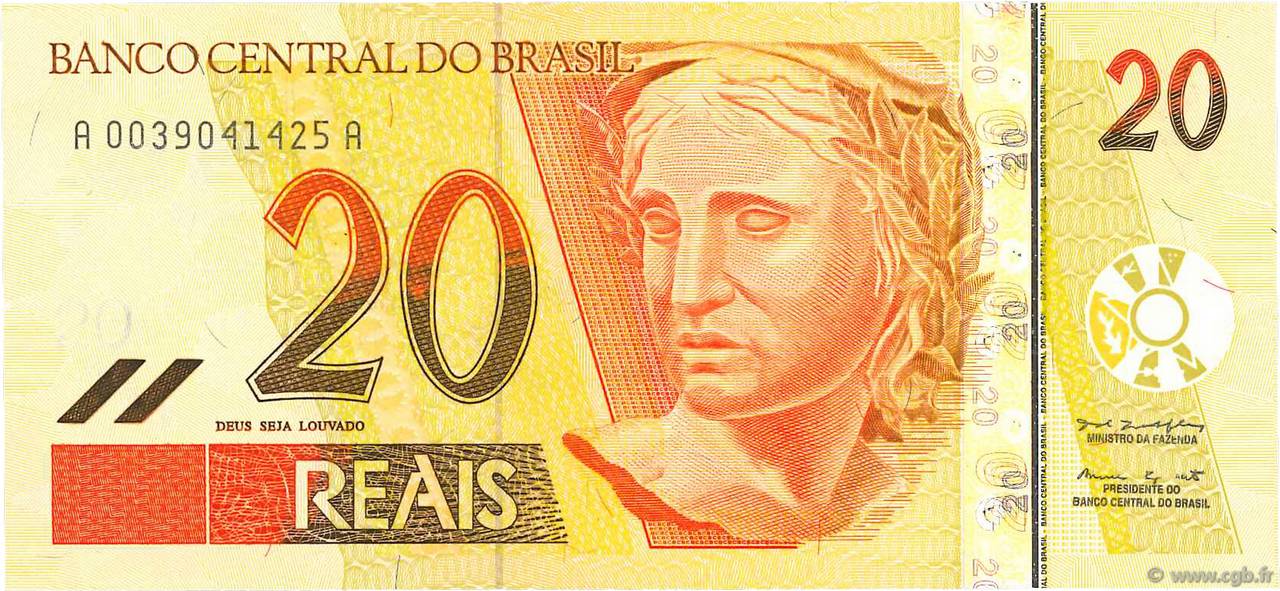 20 Reais BRAZIL  2002 P.250a UNC
