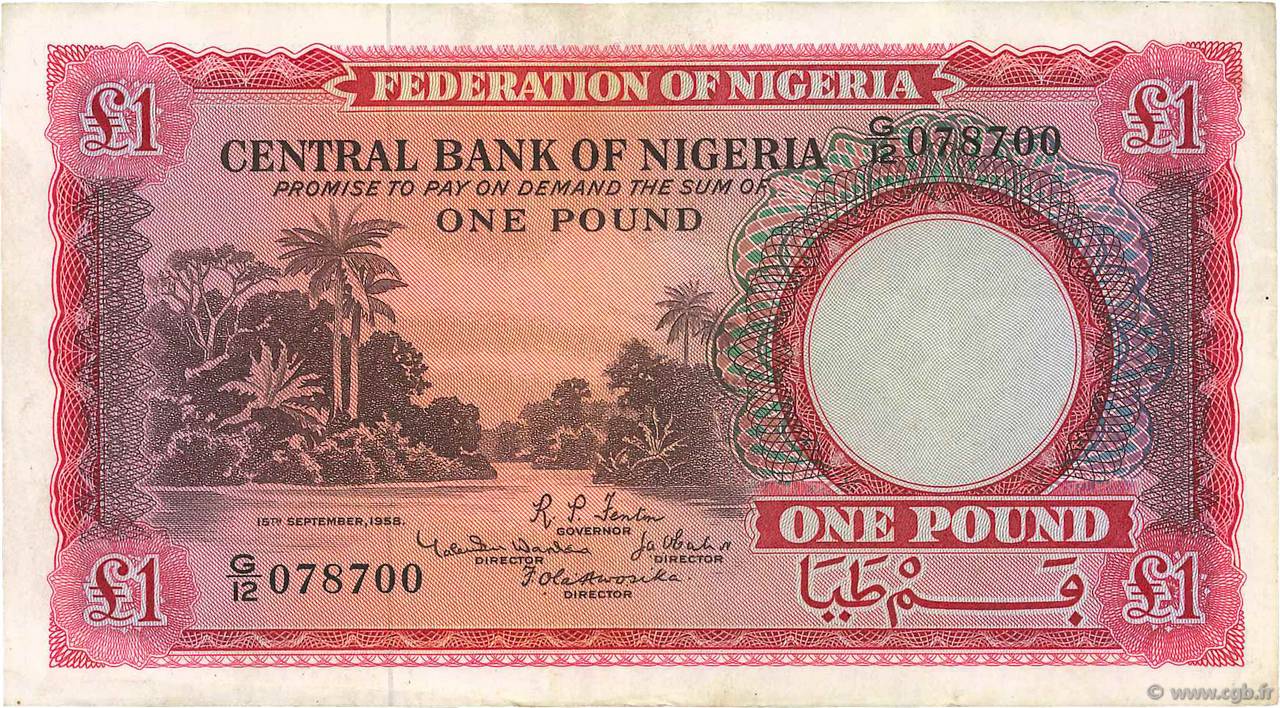 1 Pound NIGERIA  1958 P.04a BB