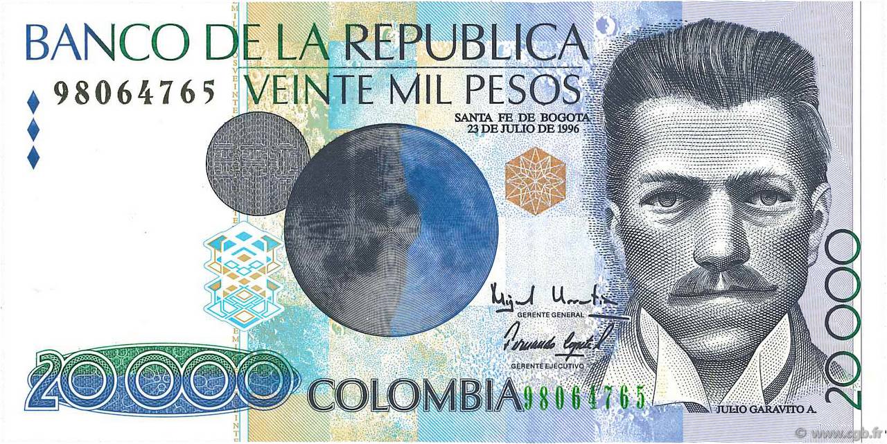 20000 Pesos COLOMBIA  1996 P.448a UNC-