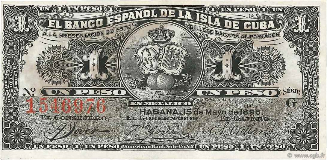 1 Peso KUBA  1896 P.047a fST