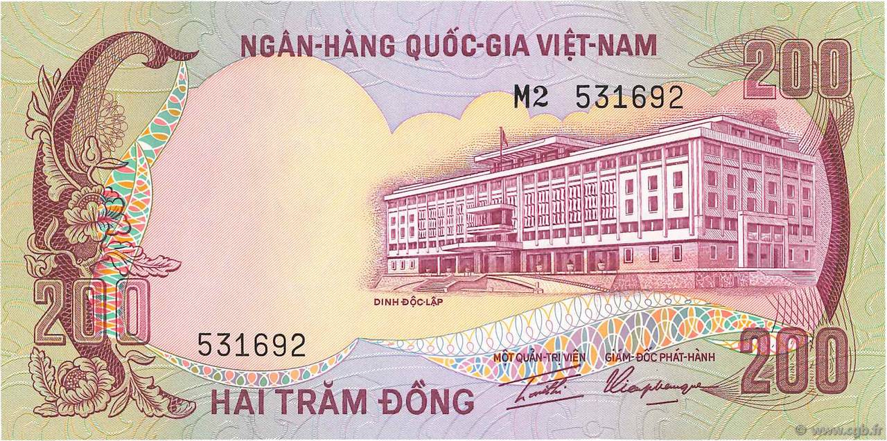 200 Dong VIETNAM DEL SUD  1972 P.32a FDC