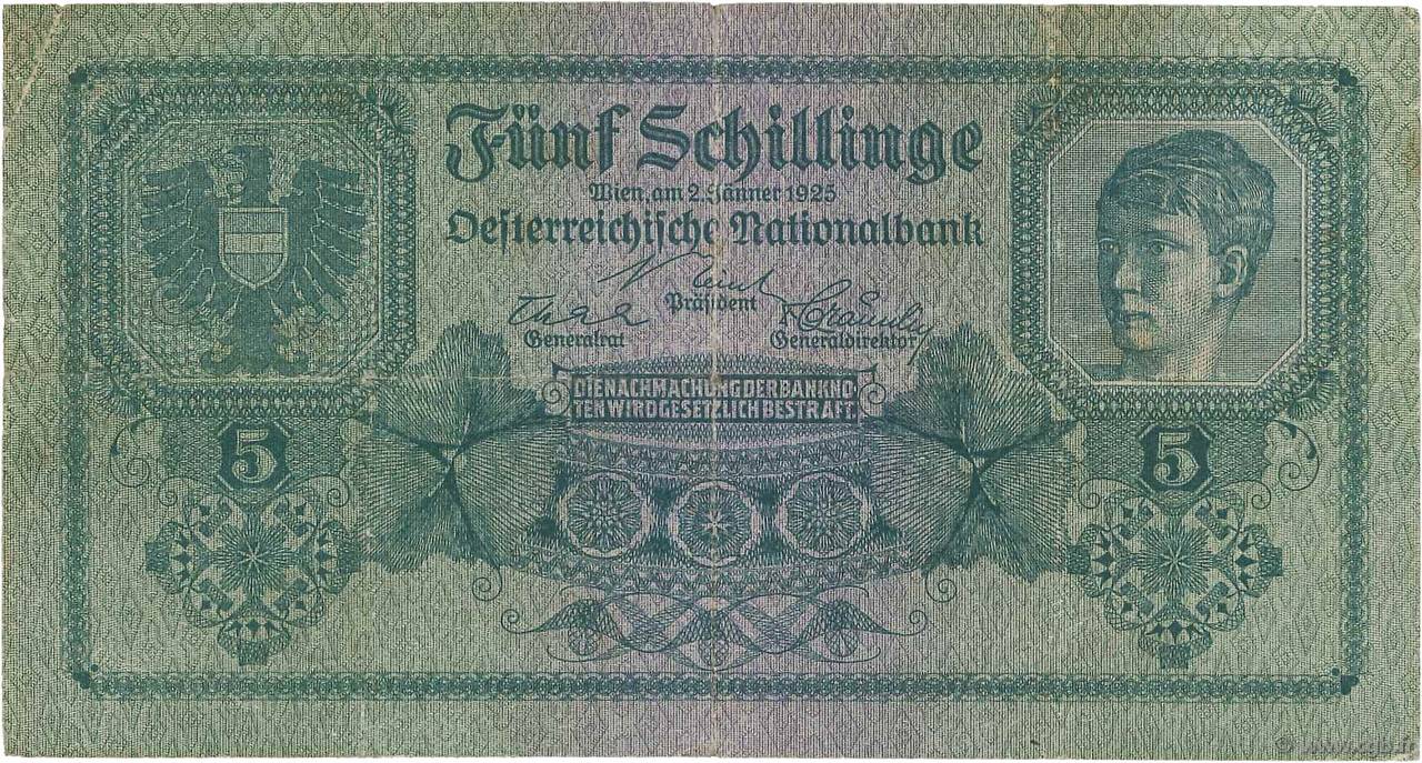 5 Schillinge AUTRICHE  1925 P.088 TB+