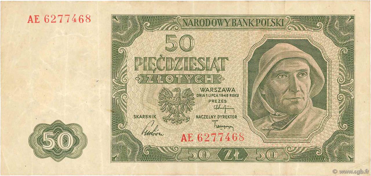 50 Zlotych POLAND  1948 P.138 F+
