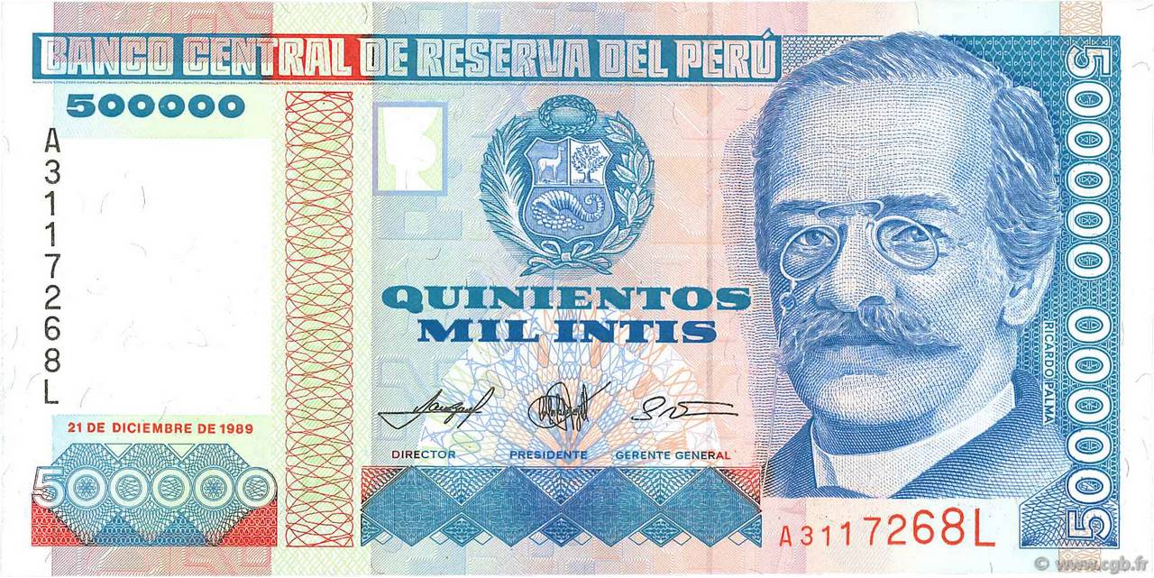 500000 Intis PERU  1989 P.147 ST