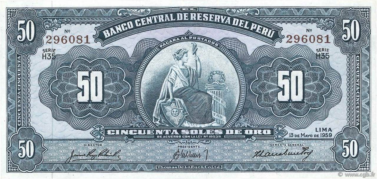 50 Soles PERU  1959 P.078a UNC