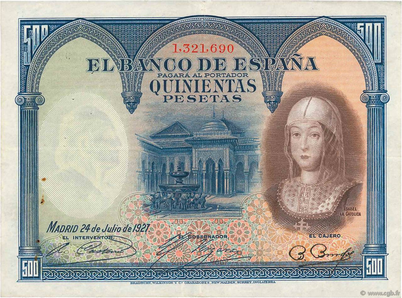 500 Pesetas SPAIN  1927 P.073a VF