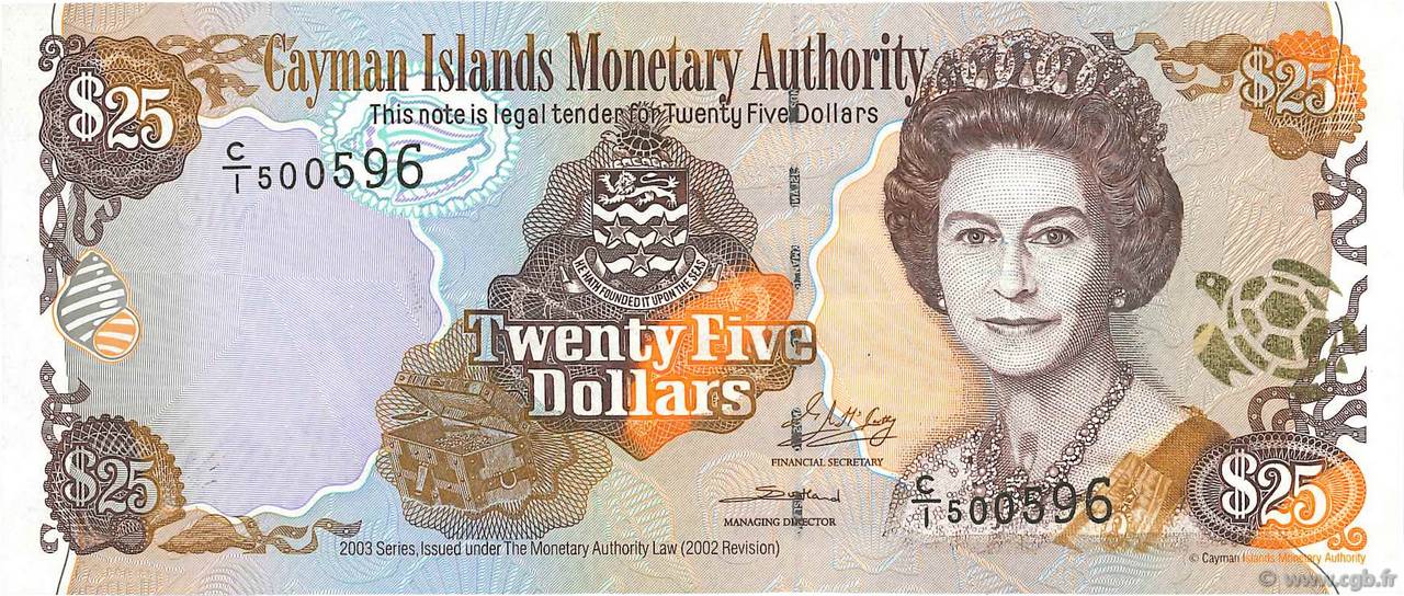 25 Dollars CAYMANS ISLANDS  2003 P.31a UNC