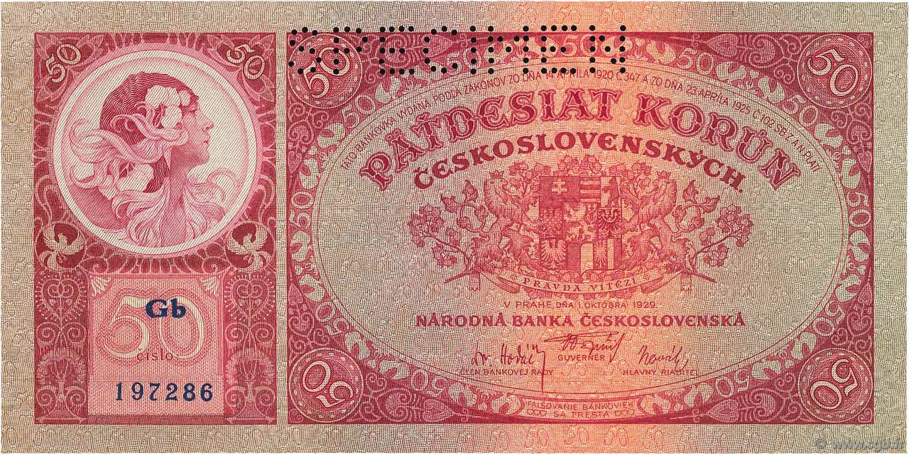 50 Korun Spécimen CZECHOSLOVAKIA  1929 P.022s UNC