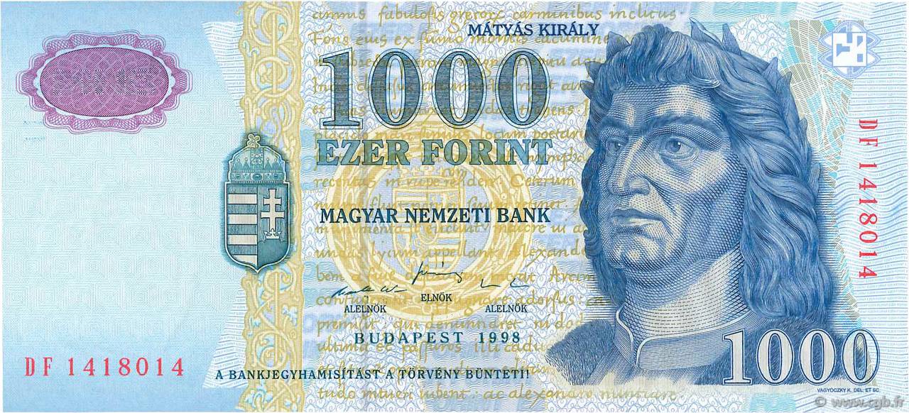 1000 Forint UNGARN  1998 P.180a fST